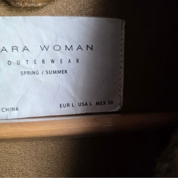 Zara FAUX FUR Sherpa BIKER JACKET TEDDY CAMEL Tan Crop Sz L Moto - Picture 8 of 12